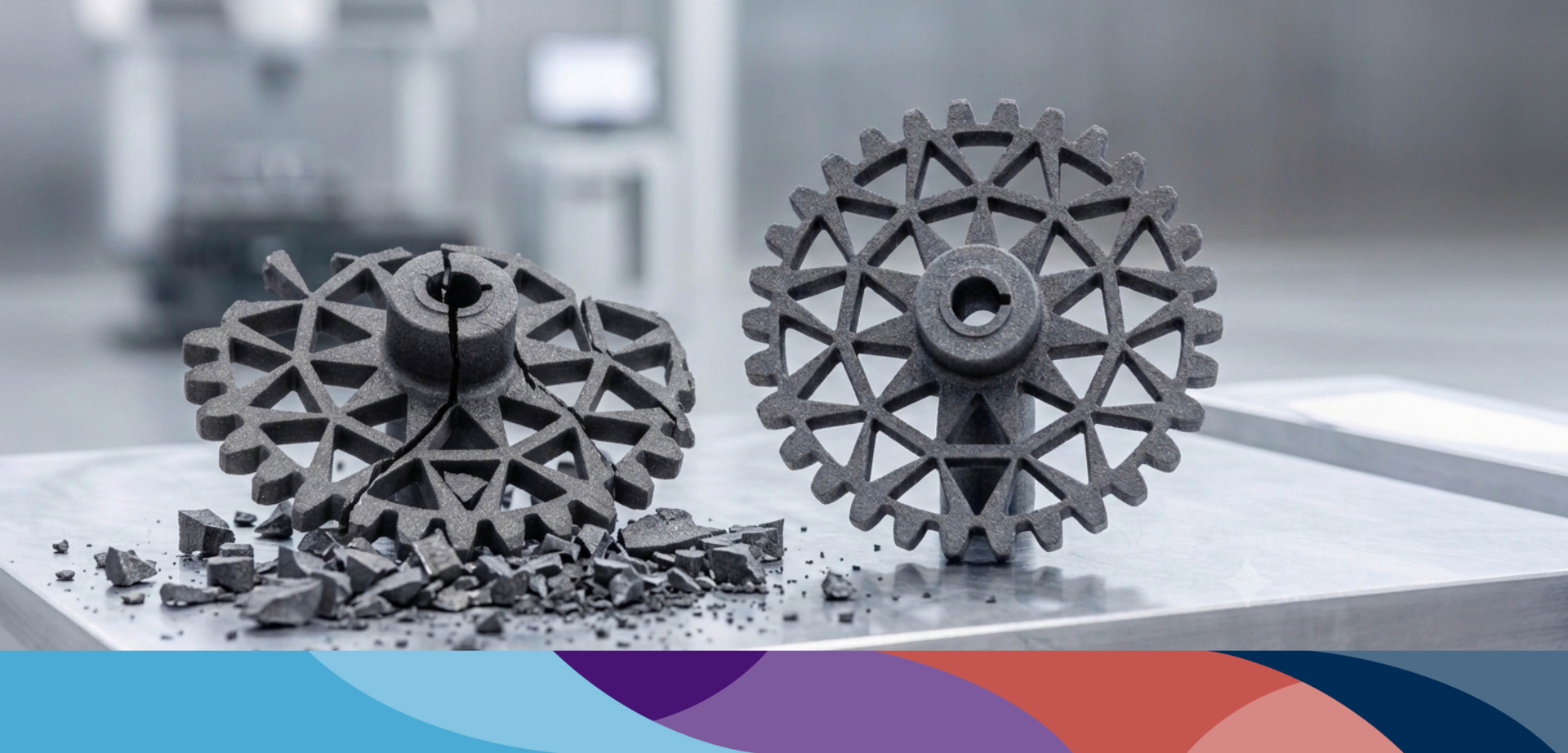 Alt-tekst 3D-geprint tandwiel in PAGF Antraciet als reserveonderdeel voor een machine