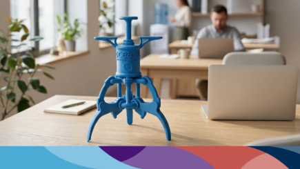 In één geheel 3D-geprint scharnier van PA12 beweegt direct na het ontpoederen